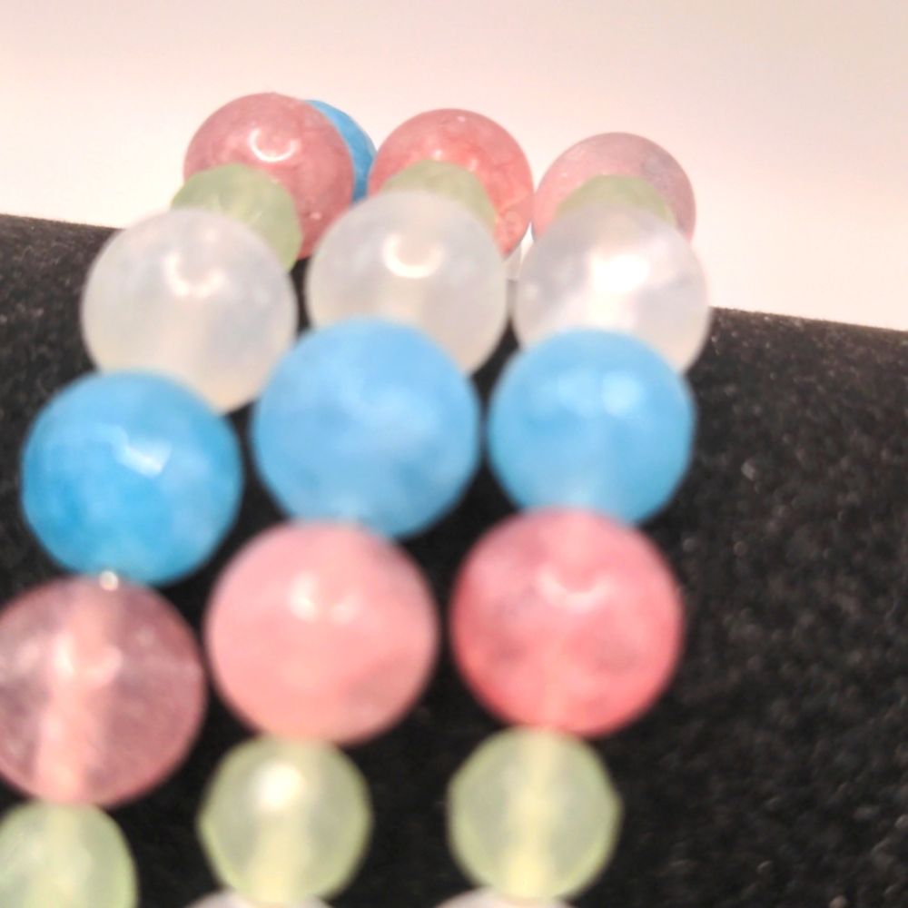 Wrap Multi gemstone Beaded Bracelet & Starfish Earrings Set, New, Fits All - Picture 6 of 8